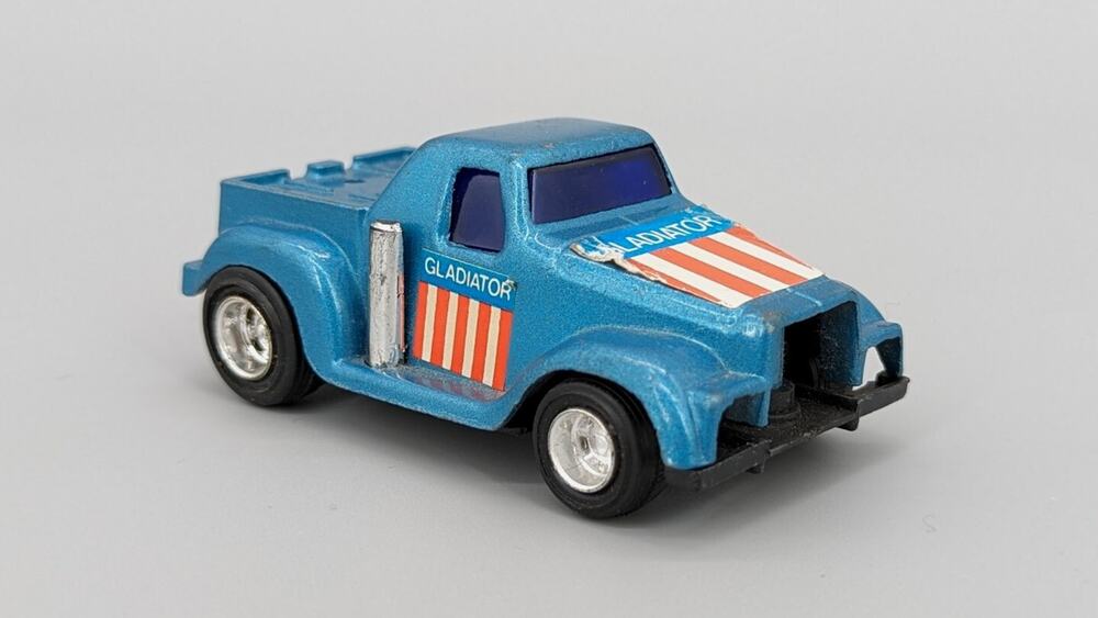Vintage Arco Blue 3.5" Gladiator Friction Pullback Toy Truck